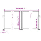 Tenda da Sole Laterale Retrattile Rossa 120x600 cm