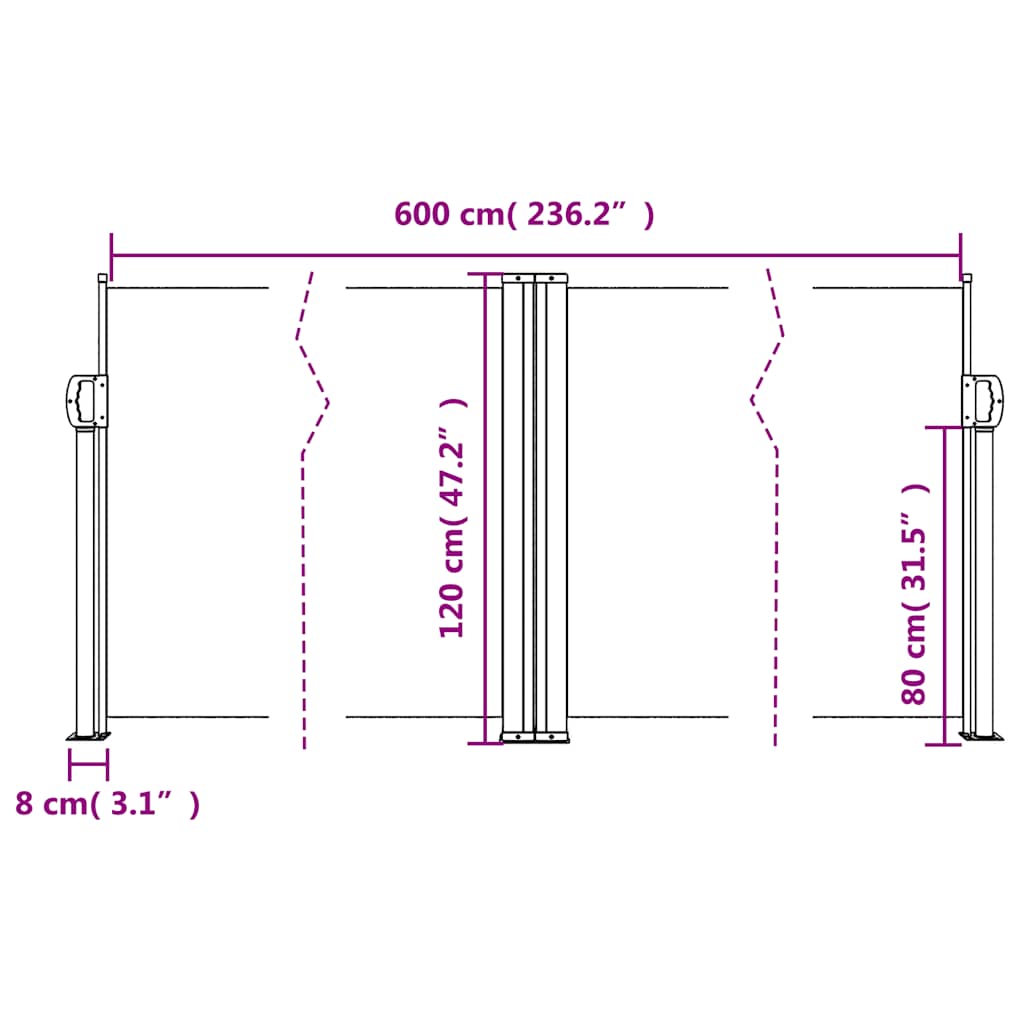 Tenda da Sole Laterale Retrattile Antracite 120x600 cm