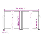 Tenda da Sole Laterale Retrattile Marrone 120x600 cm