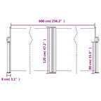 Tenda da Sole Laterale Retrattile Tortora 120x600 cm