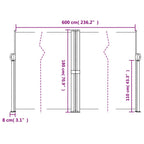 Tenda da Sole Laterale Retrattile Nera 180x600 cm