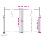 Tenda da Sole Laterale Retrattile Rossa 180x600 cm