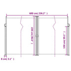 Tenda da Sole Laterale Retrattile Nera 220x600 cm