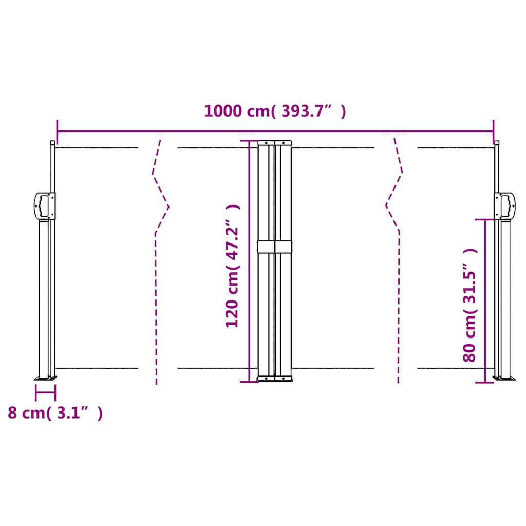 Tenda da Sole Laterale Retrattile Antracite 120x1000 cm