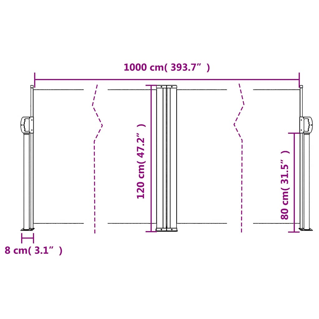 Tenda da Sole Laterale Retrattile Bianca 120x1000 cm