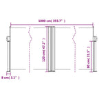 Tenda da Sole Laterale Retrattile Tortora 120x1000 cm