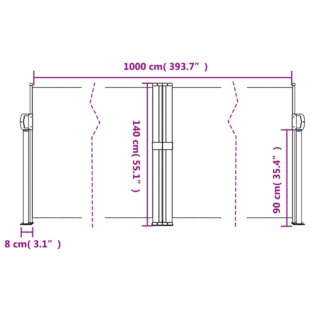 Tenda da Sole Laterale Retrattile Tortora 140x1000 cm
