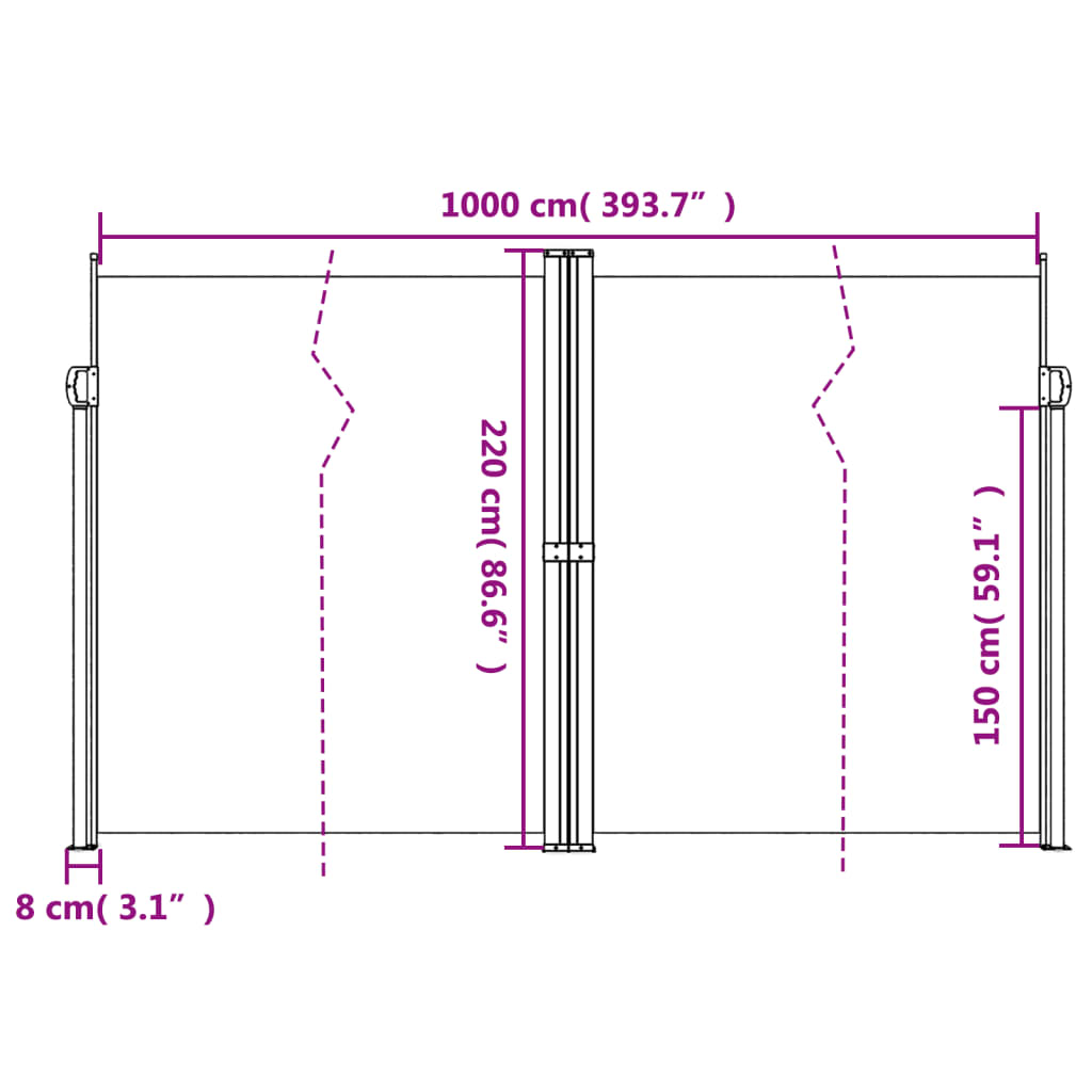 Tenda da Sole Laterale Retrattile Rossa 220x1000 cm