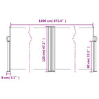 Tenda da Sole Laterale Retrattile Nera 120x1200 cm