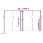 Tenda da Sole Laterale Retrattile Nera 140x1200 cm