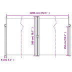 Tenda da Sole Laterale Retrattile Crema 200x1200 cm