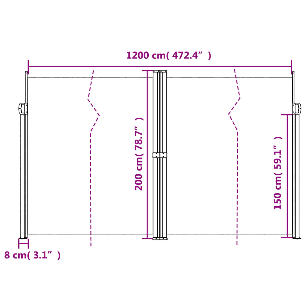 Tenda da Sole Laterale Retrattile Blu 200x1200 cm