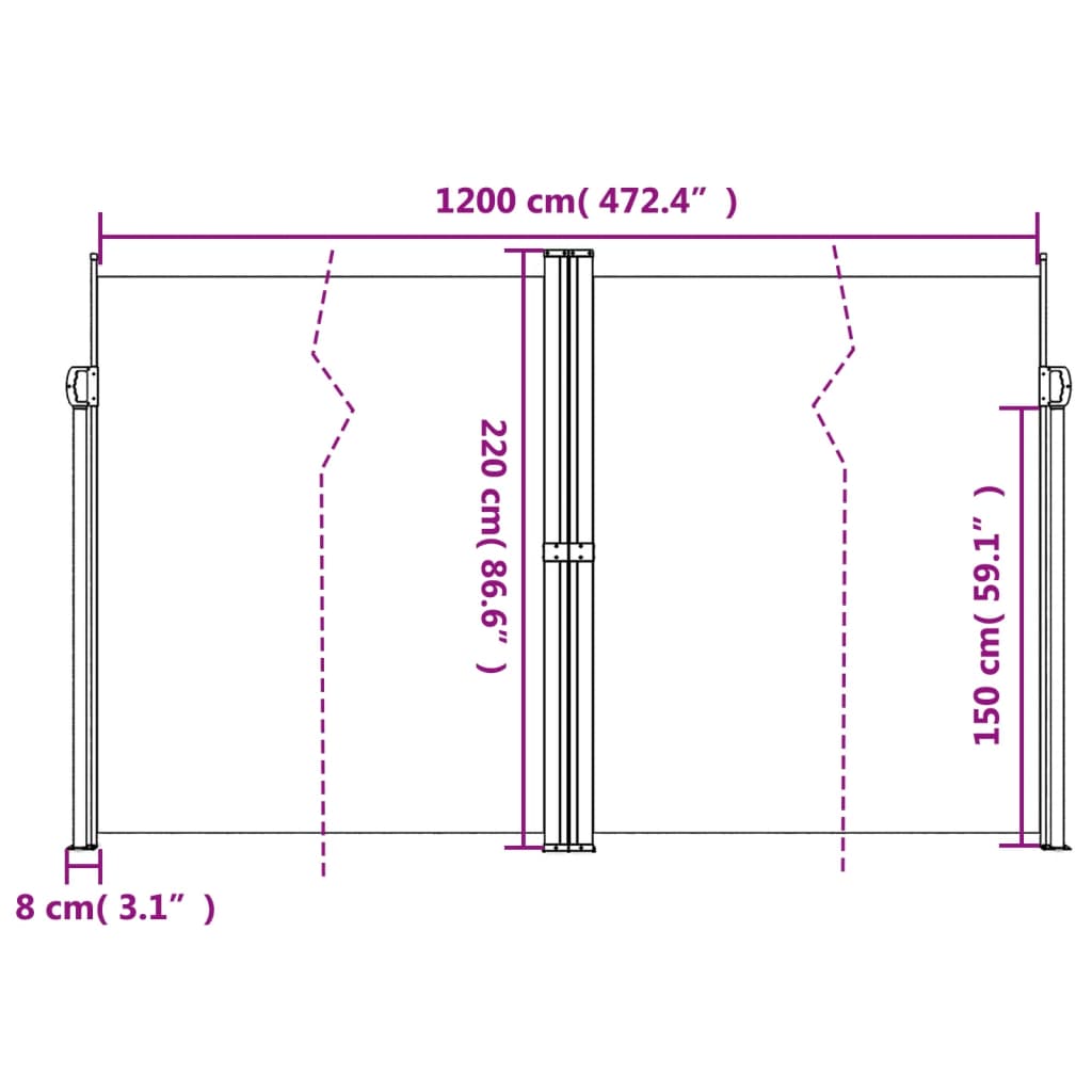Tenda da Sole Laterale Retrattile Bianca 220x1200 cm
