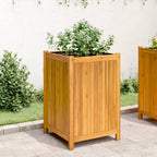 Fioriera Giardino con Rivestimento 50x50x75 cm Massello Acacia