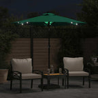 Ombrellone Giardino con LED Palo Acciaio Verde 225x225x212 cm