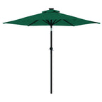 Ombrellone Giardino con LED Palo Acciaio Verde 225x225x212 cm
