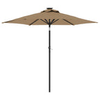 Ombrellone Giardino con LED Palo Acciaio Tortora 225x225x212 cm