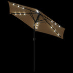 Ombrellone Giardino con LED Palo Acciaio Tortora 225x225x212 cm