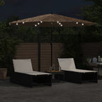 Ombrellone Giardino LED e Palo in Acciaio Marrone 324x324x247cm