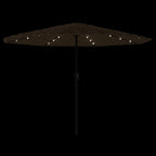Ombrellone Giardino LED e Palo in Acciaio Marrone 324x324x247cm