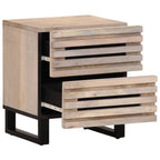 Comodino 40x34x46 cm in Legno Massello di Mango Sbiancato