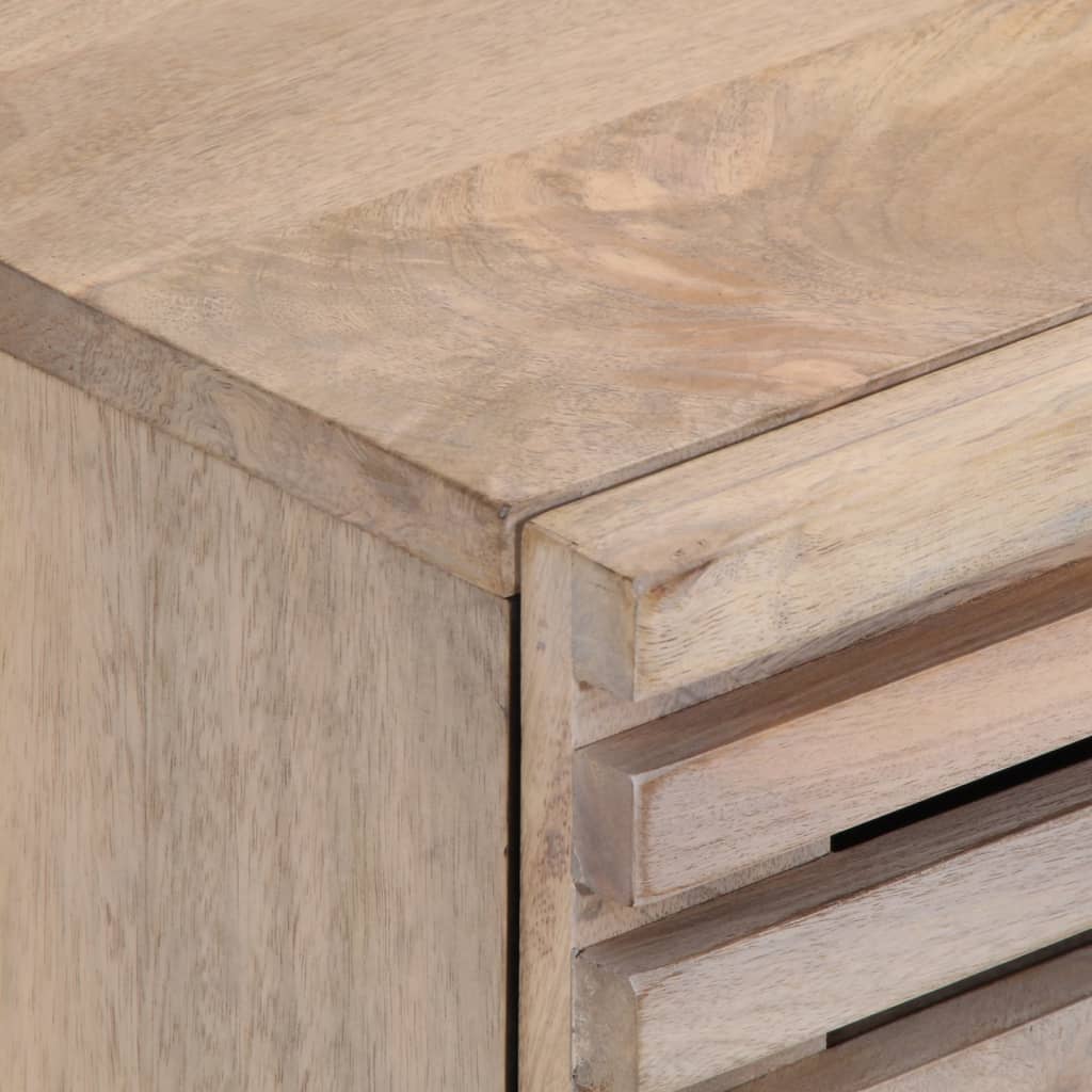 Comodino 40x34x46 cm in Legno Massello di Mango Sbiancato