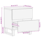 Comodini 2pz 40x34x46 cm in Legno Massello di Mango Sbiancato