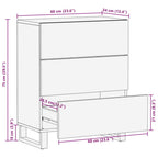 Credenza Bianca 60x34x75 cm in Legno Massello di Mango