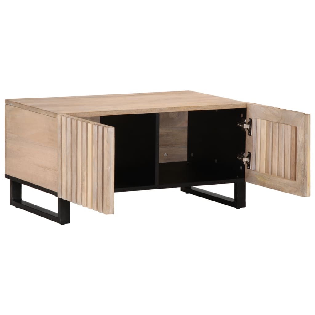 Tavolino da Salotto Bianco 80x51x40 cm Legno Massello di Mango