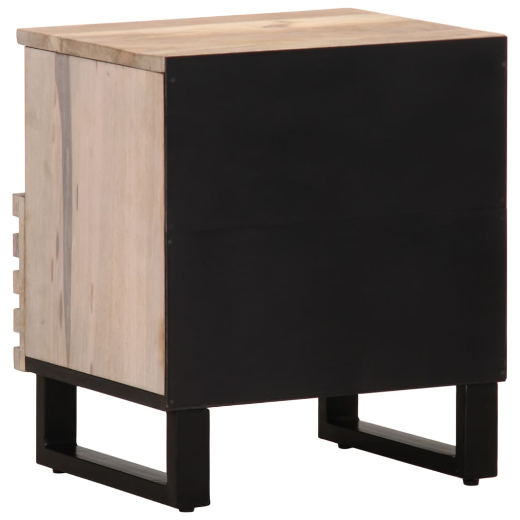 Comodino 40x34x46 cm in Legno Massello di Mango Sbiancato