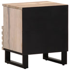 Comodino 40x34x46 cm in Legno Massello di Mango Sbiancato