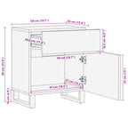 Comodino Bianco 50x34x60 cm in Legno Massello di Mango