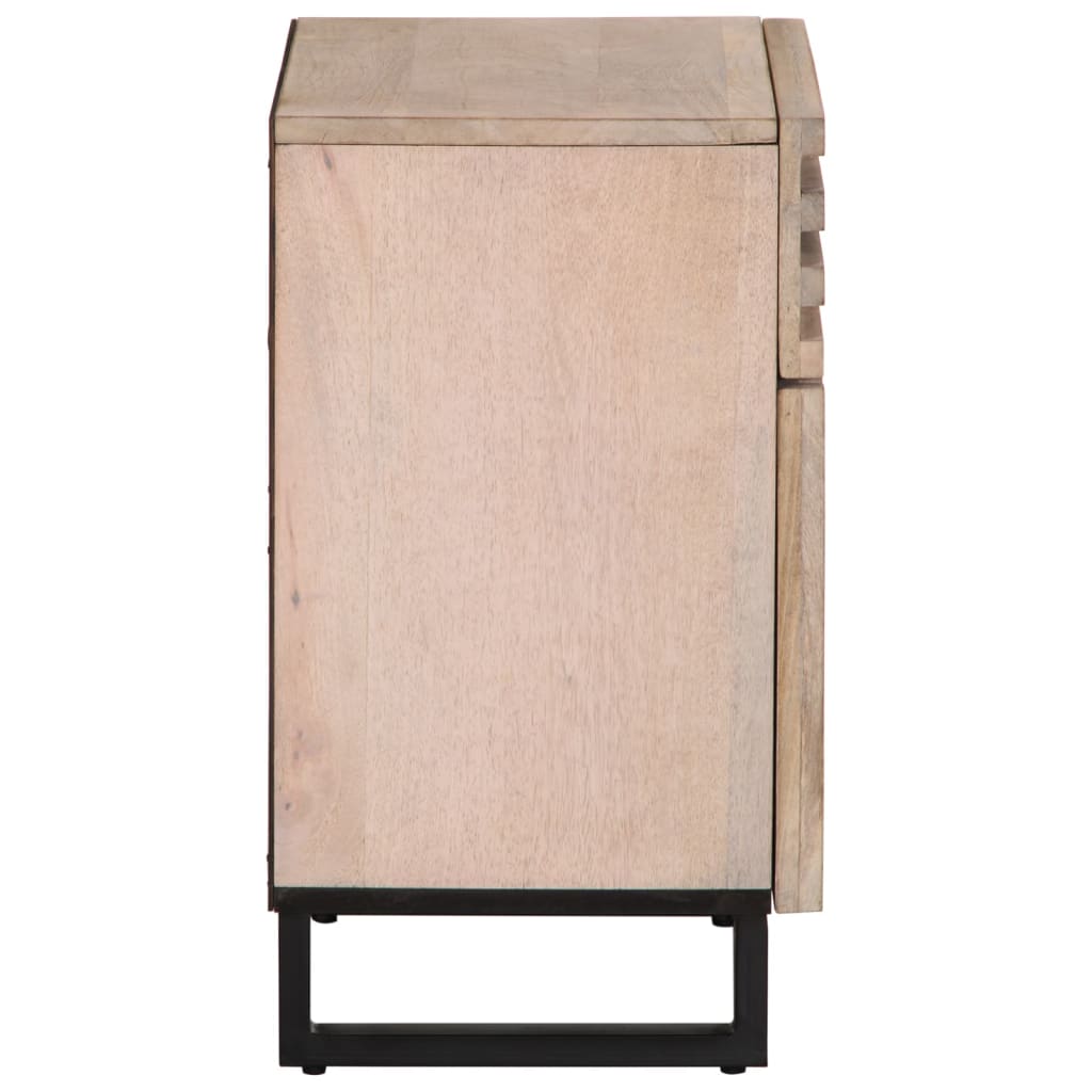 Comodino Bianco 50x34x60 cm in Legno Massello di Mango