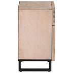 Comodino Bianco 50x34x60 cm in Legno Massello di Mango