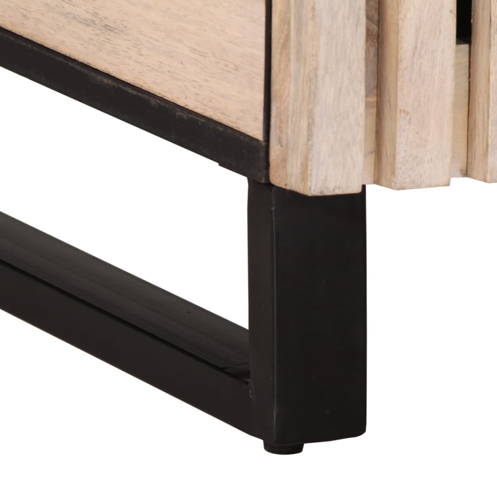 Comodino Bianco 50x34x60 cm in Legno Massello di Mango