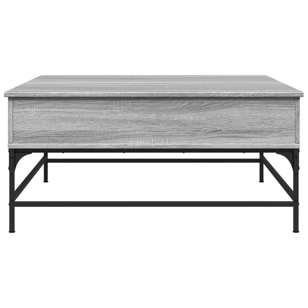 Tavolino Grigio Sonoma 95x95x45 cm Legno Multistrato e Metallo