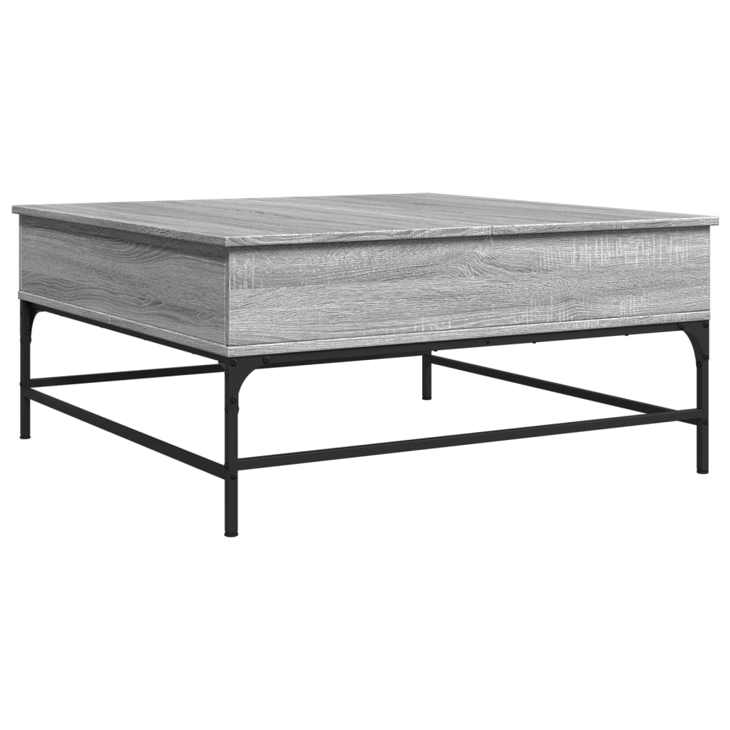 Tavolino Grigio Sonoma 95x95x45 cm Legno Multistrato e Metallo