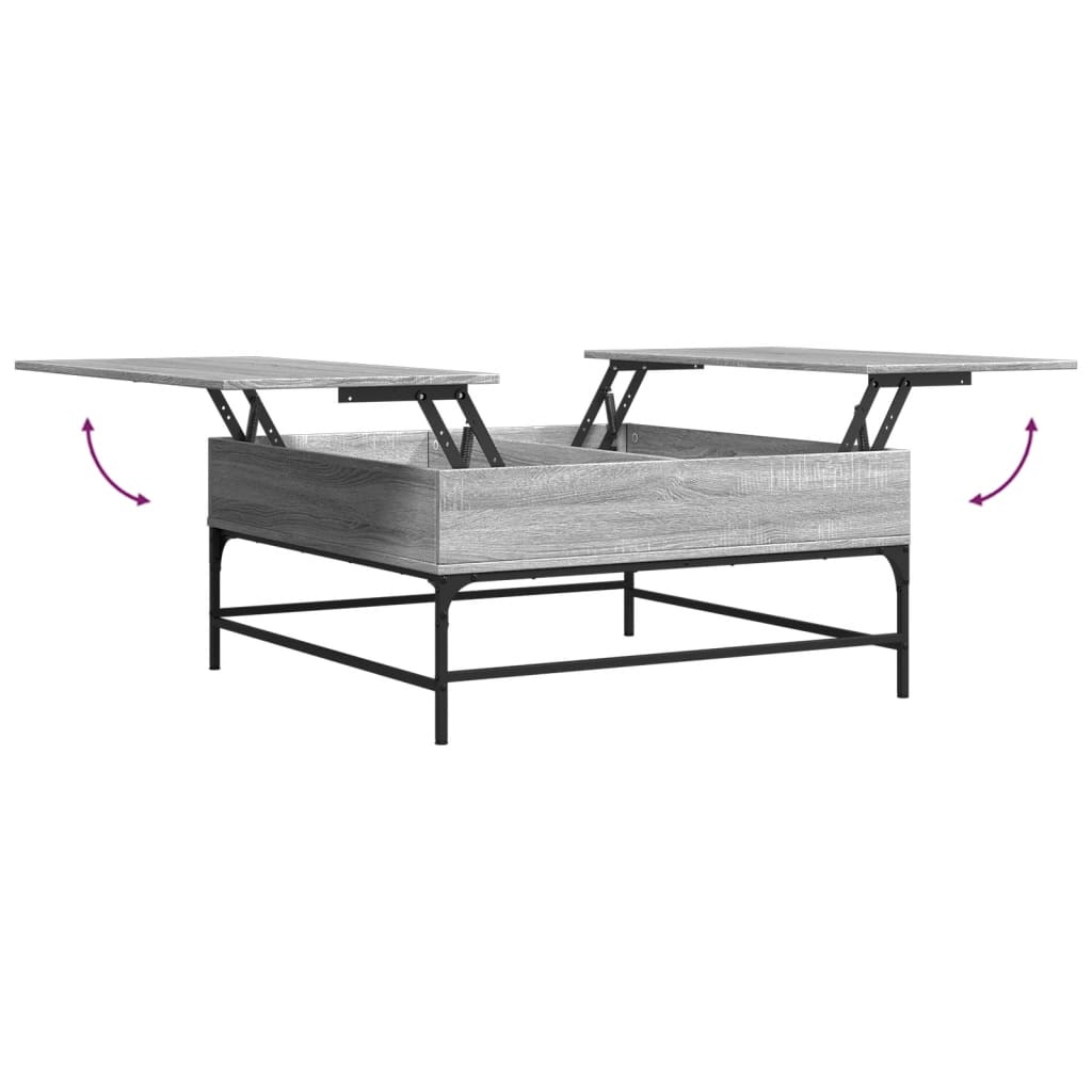 Tavolino Grigio Sonoma 95x95x45 cm Legno Multistrato e Metallo