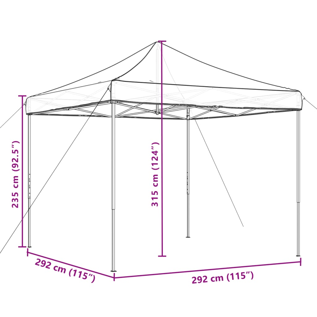 Tenda da Festa Pieghevole Pop-Up Bordò 292x292x315 cm