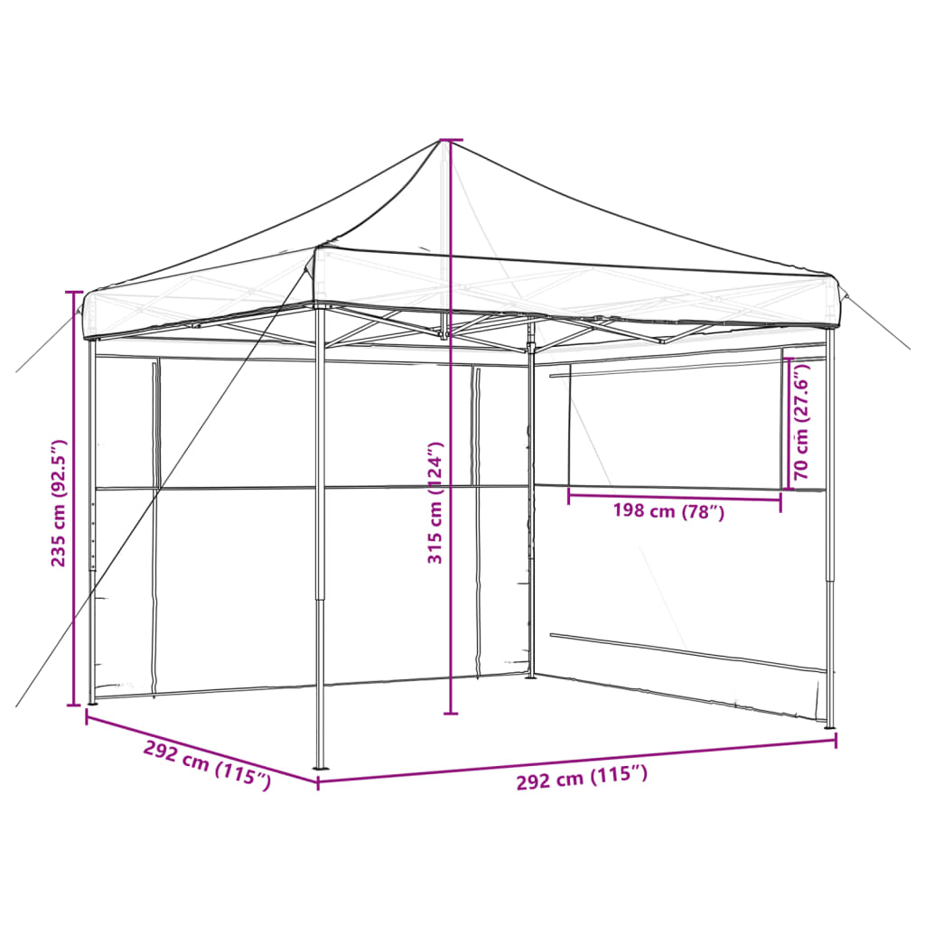 Tendone per Feste Pieghevole Pop-Up con 2 Pareti Marrone