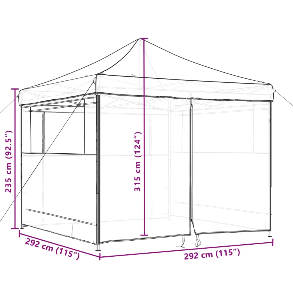 Tendone per Feste Pieghevole Pop-Up con 4 Pareti Bordò