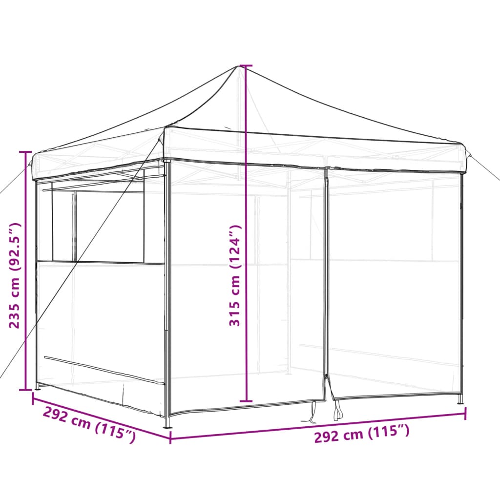 Tendone per Feste Pieghevole Pop-Up con 4 Pareti Marrone