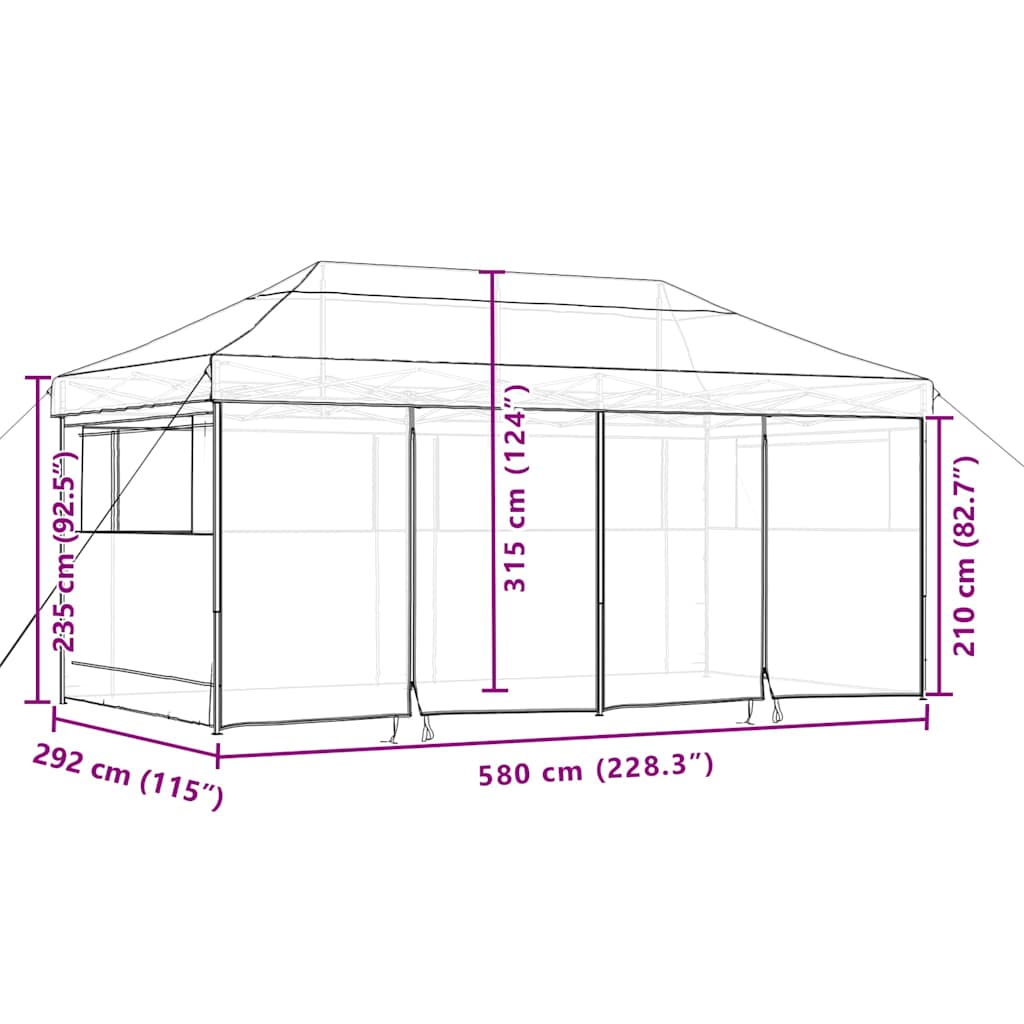 Tendone per Feste Pieghevole Pop-Up con 4 Pareti Arancione