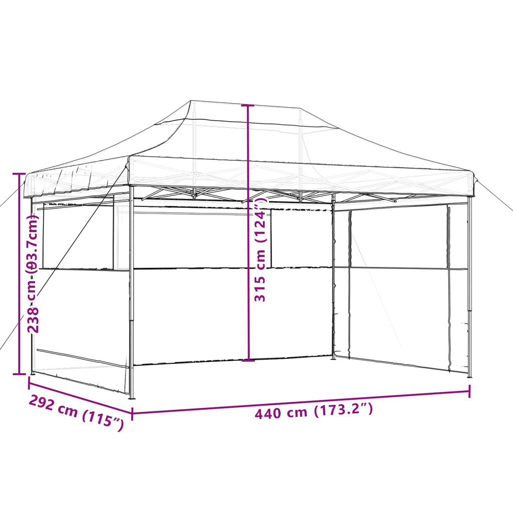Tendone per Feste Pieghevole Pop-Up con 3 Pareti Verde