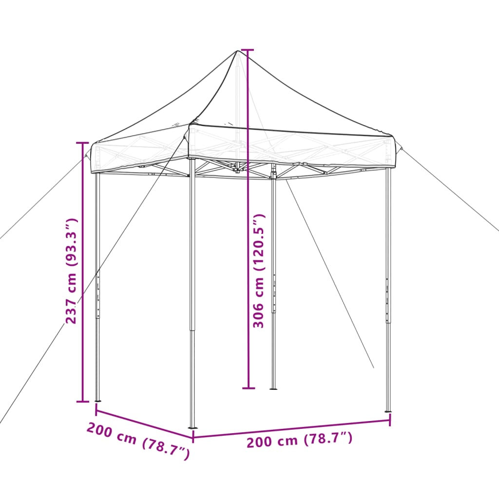 Tenda da Festa Pieghevole Pop-Up Arancione 200x200x306 cm