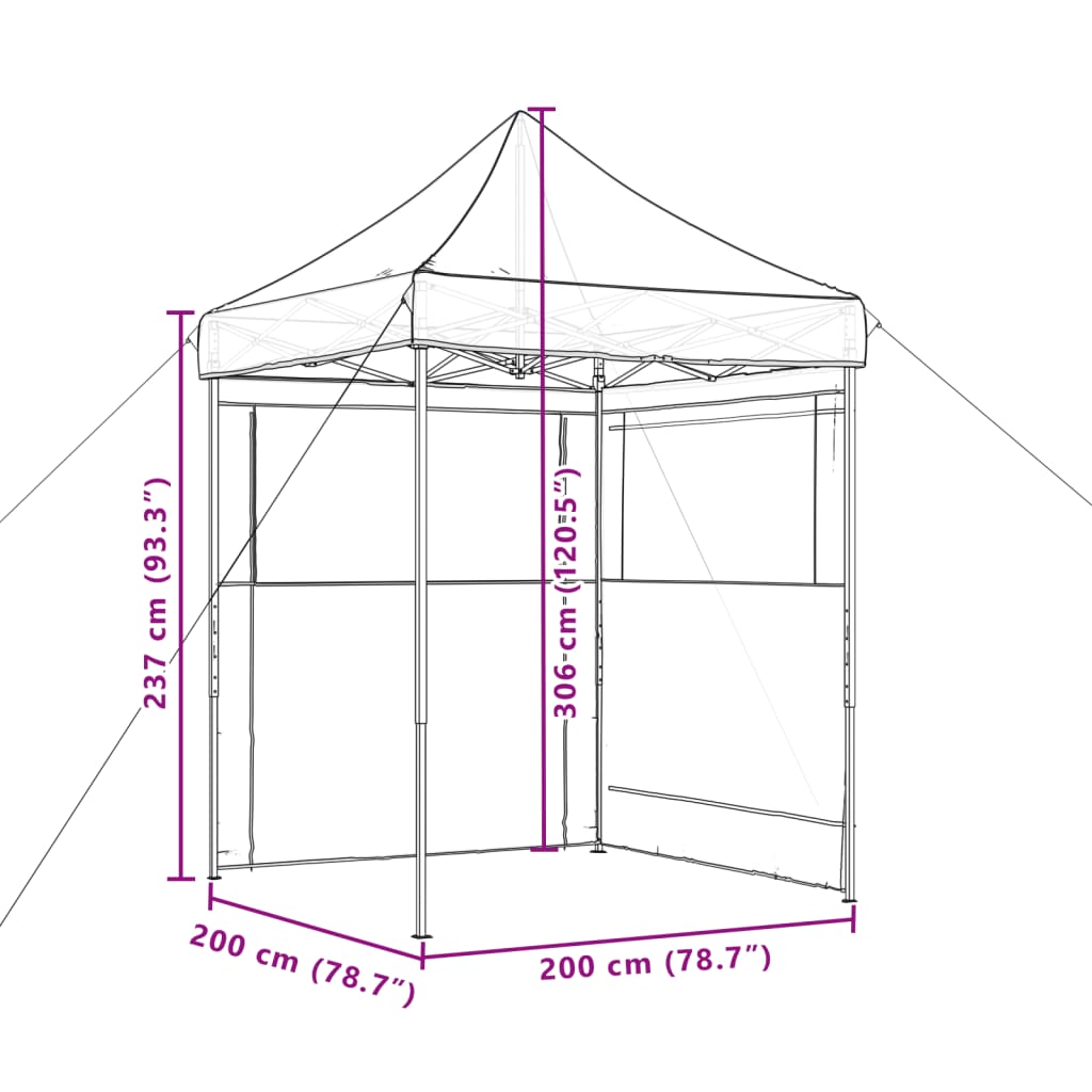 Tendone per Feste Pieghevole Pop-Up con 2 Pareti Verde