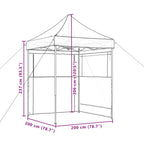 Tendone per Feste Pieghevole Pop-Up con 2 Pareti Arancione