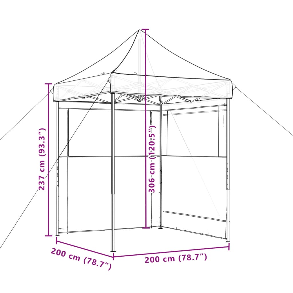 Tendone per Feste Pieghevole Pop-Up con 2 Pareti Bordò