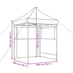 Tendone per Feste Pieghevole Pop-Up con 2 Pareti Marrone
