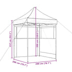 Tendone per Feste Pieghevole Pop-Up con 2 Pareti Nero